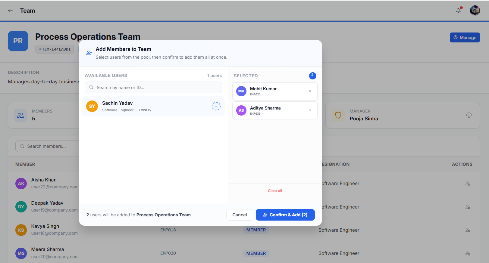 Add team member
